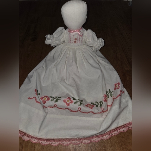 Vintage Pillowcase Doll Embroidered Pink - Picture 1 of 8